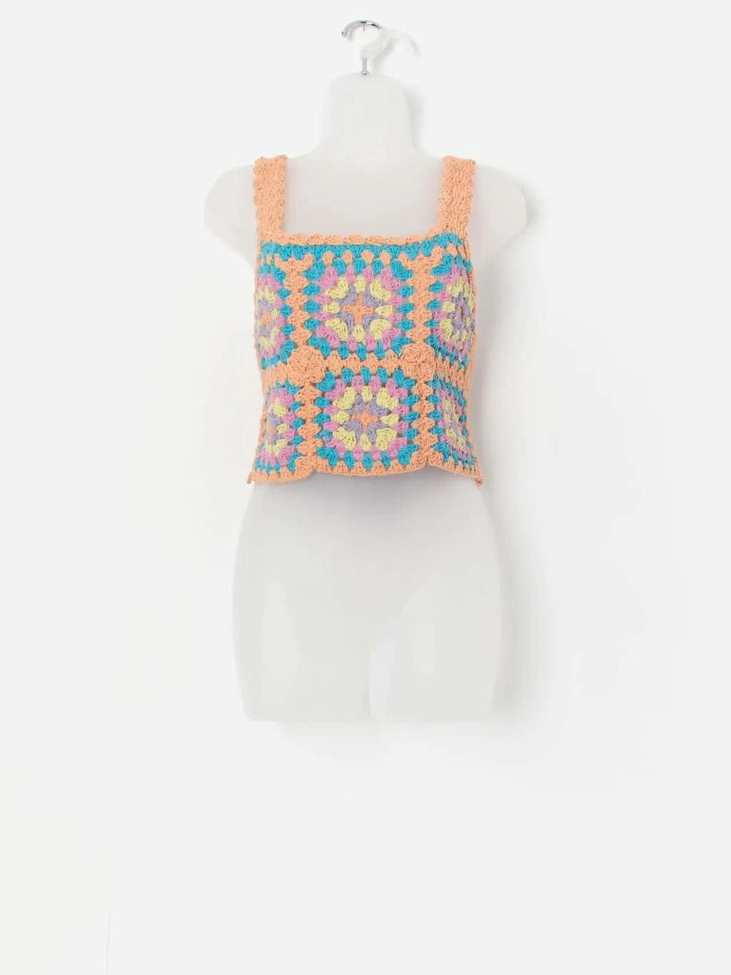 Vintage pastel crochet vest top – Small