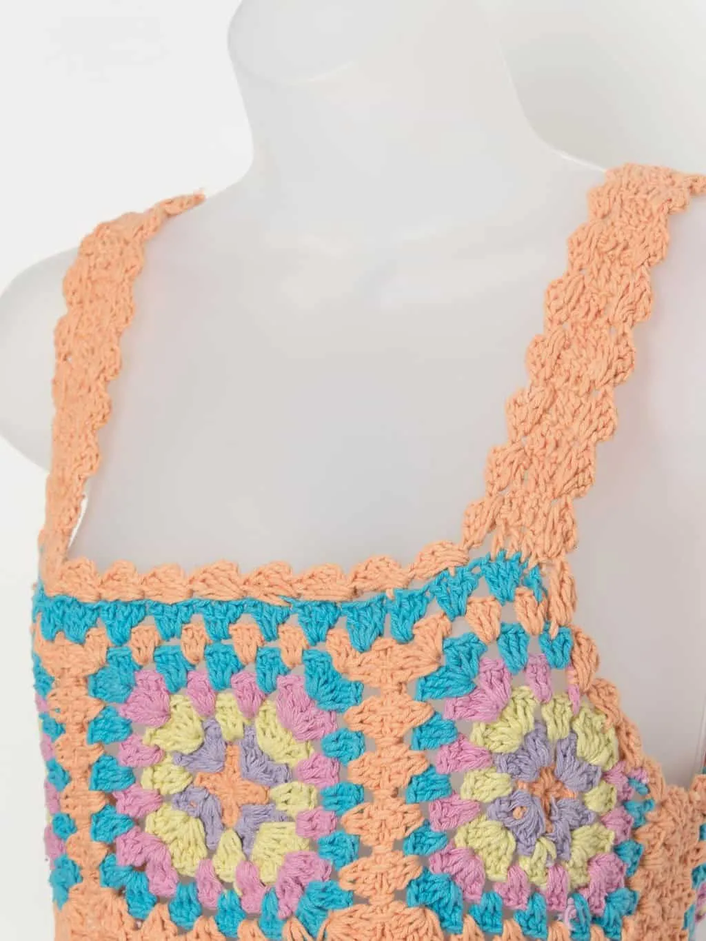 Vintage pastel crochet vest top – Small