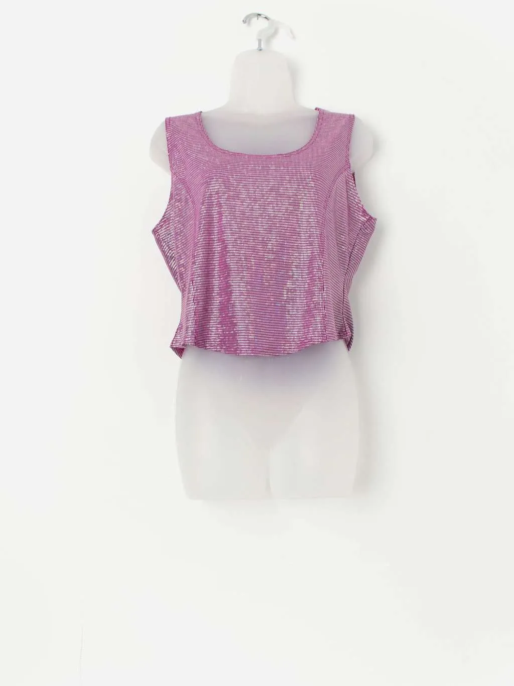 Vintage Y2K purple party top with iridescent pattern, made in the UK – Small / Medium