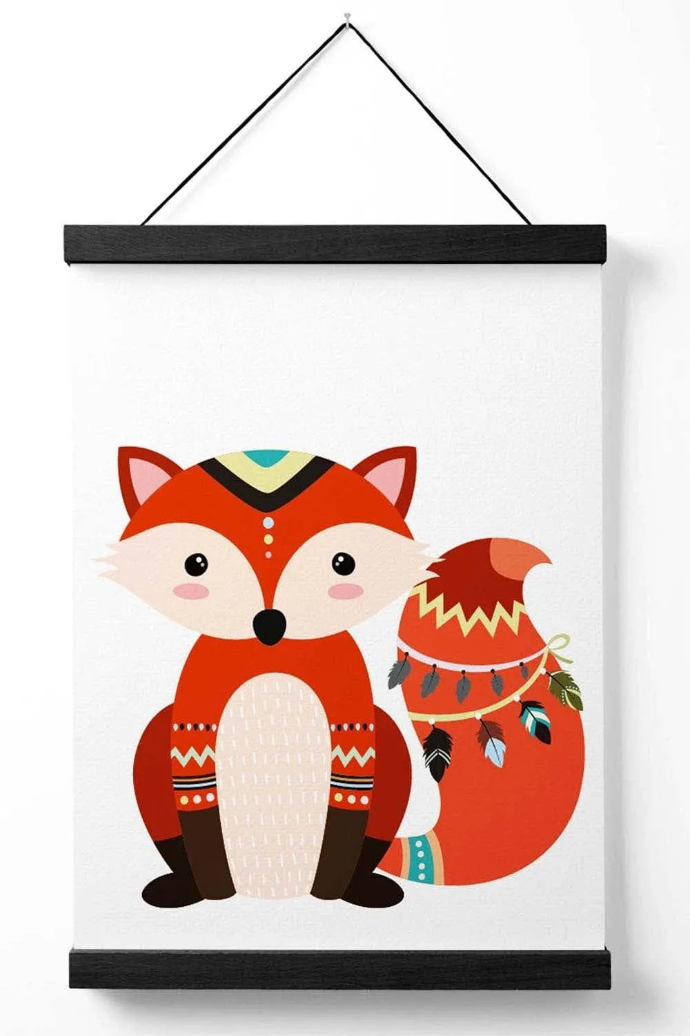 Wall Art & Pictures | Red Fox Tribal Animal Poster with Black Hanger | ARTZE