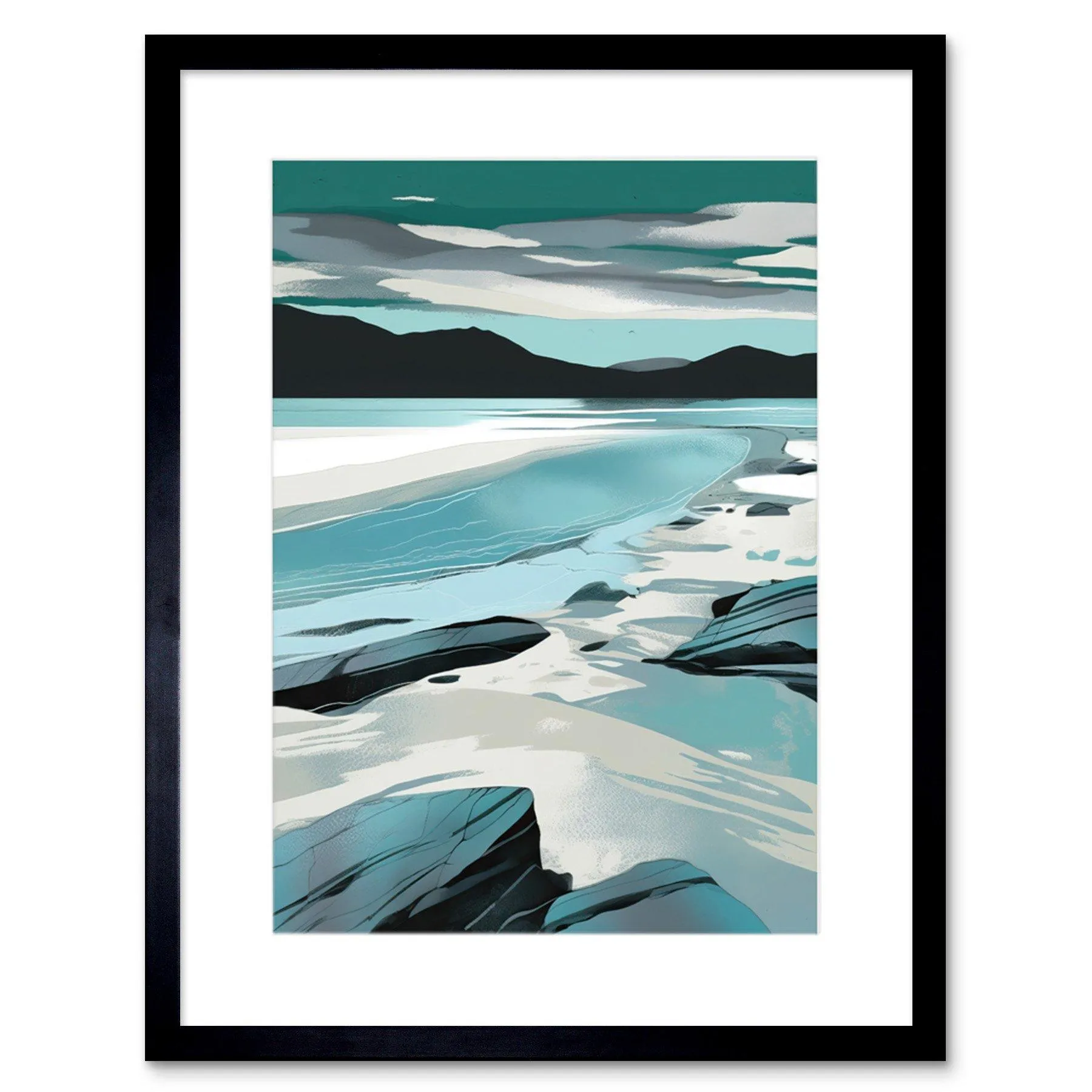 Wall Art & Pictures | Wall Art Print Luskentyre Beach Isle of Harris Coastal Landscape Artwork Framed 9X7 Inch | Artery8