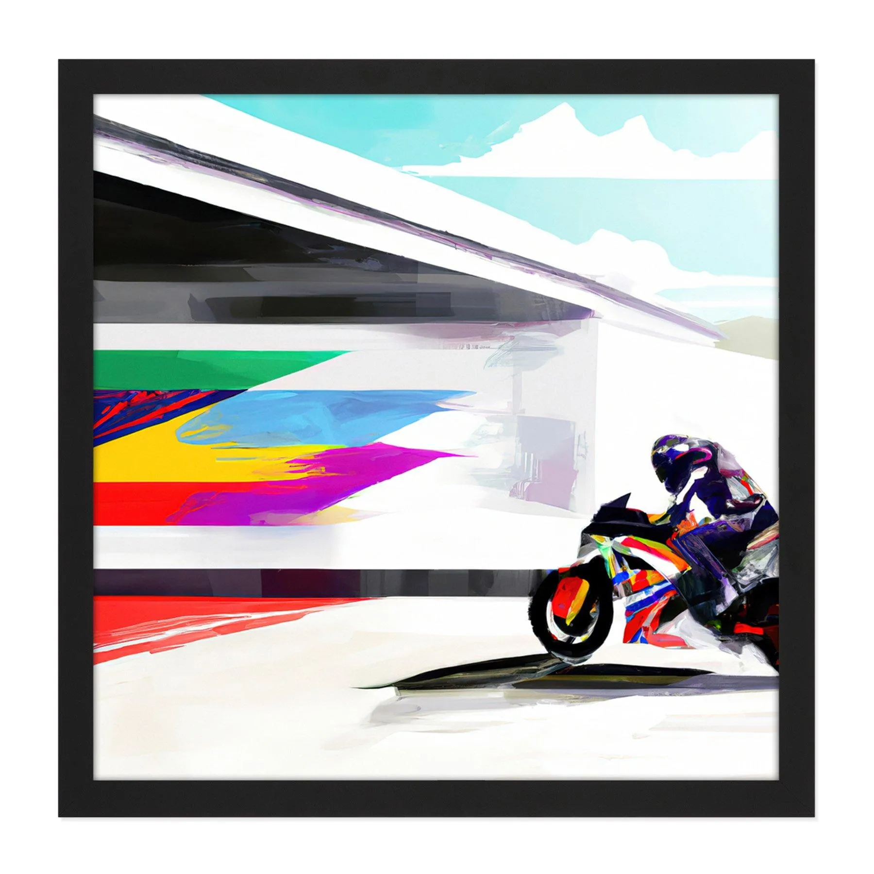 Wall Art & Pictures | Wall Art Print Moto GP Isle Of Man TT Superbike Motorbike Motorcycle Vibrant Modern Abstract Watercolo