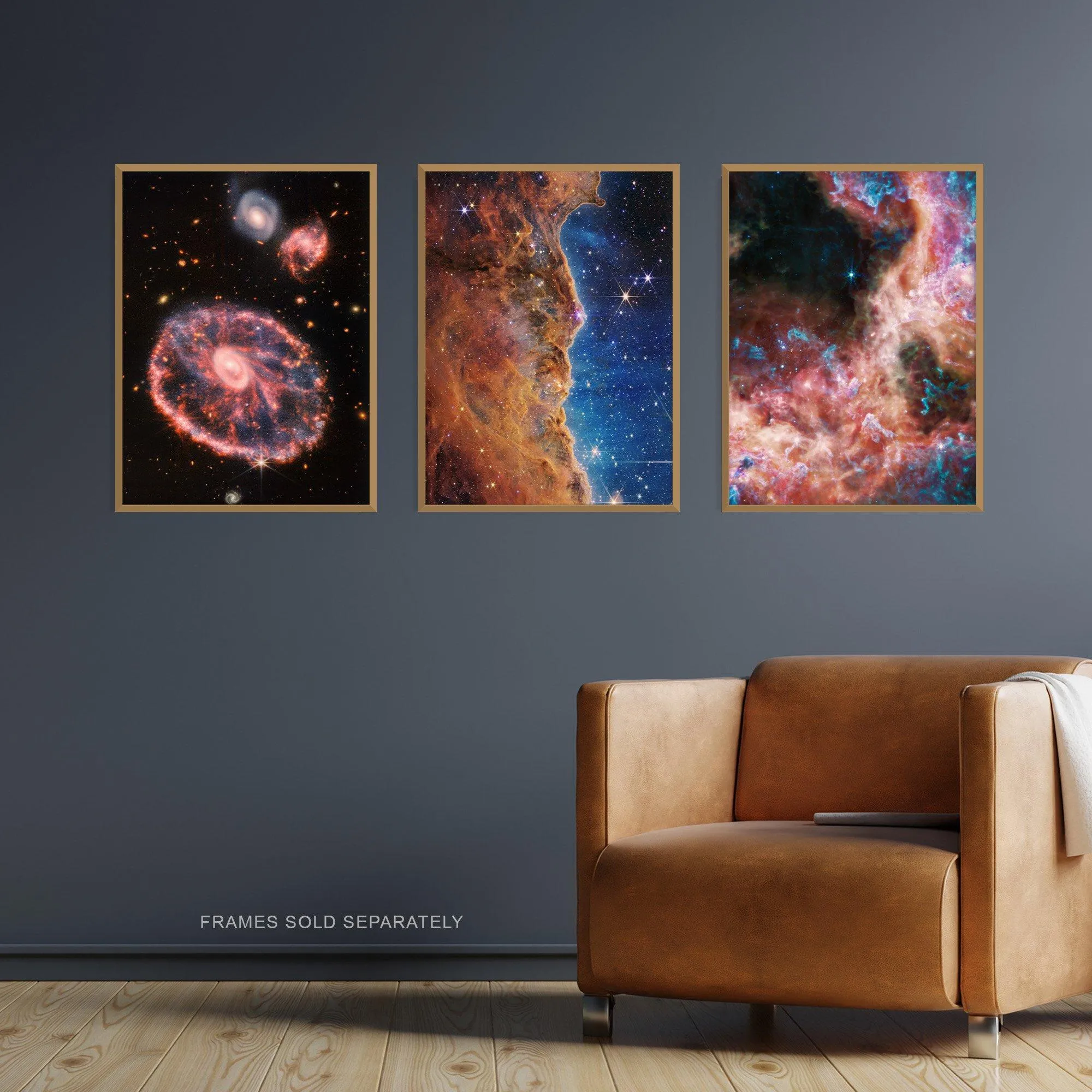 Wall Art & Pictures | Wall Art Print Pack of 3 NASA James Webb Images Cosmic Cliffs Carina Nebula Cartwheel Galaxy Cosmic Ta