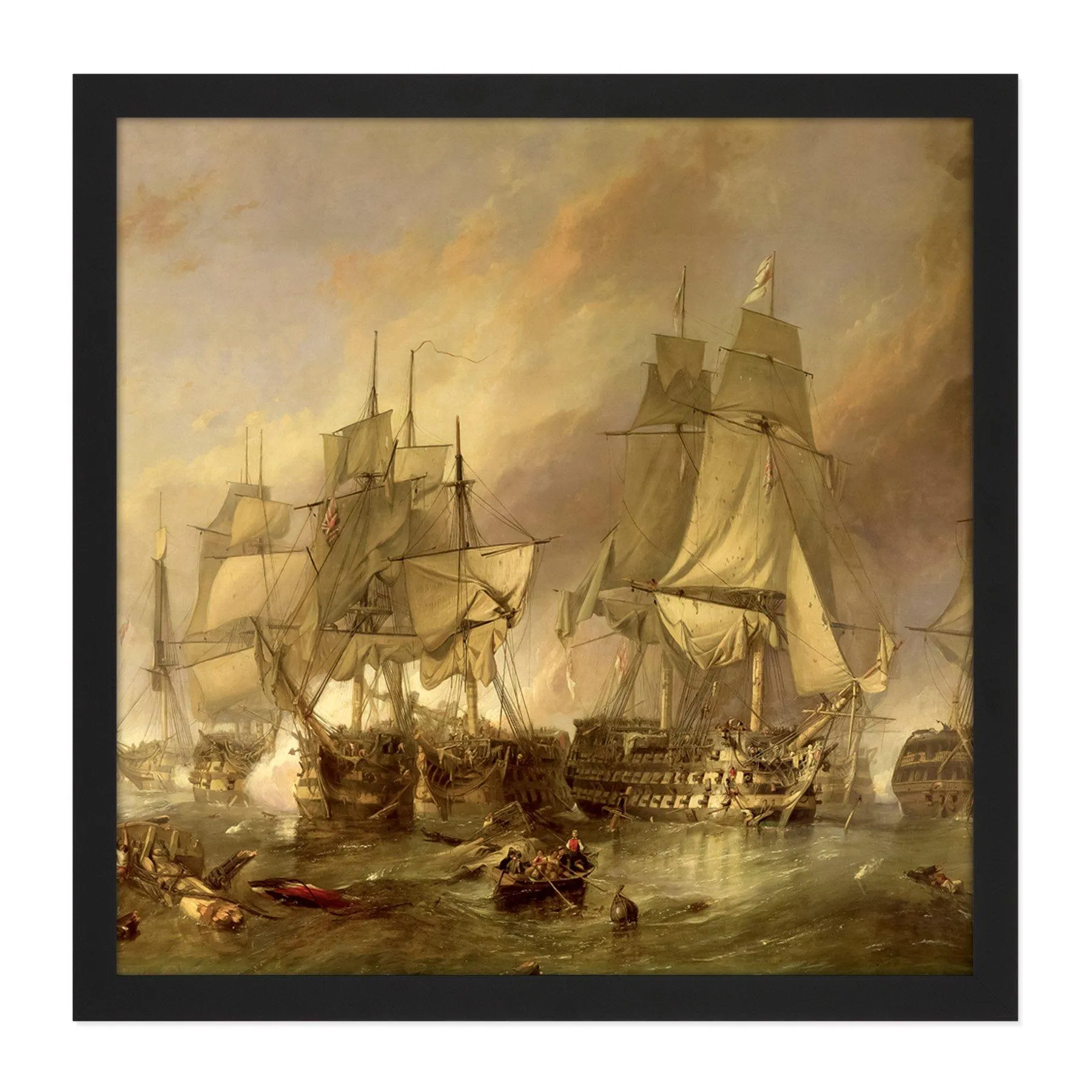 Wall Art & Pictures | Wall Art Print Stanfield The Battle Of Trafalgar Painting Square Framed Picture 16X16 Inch | Artery8