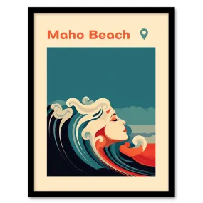 Wall Art & Pictures | Wall Art Print The Seaside Calls Maho Beach Sint Maarten Modern Woman of the Waves Sea Siren Ocean Art