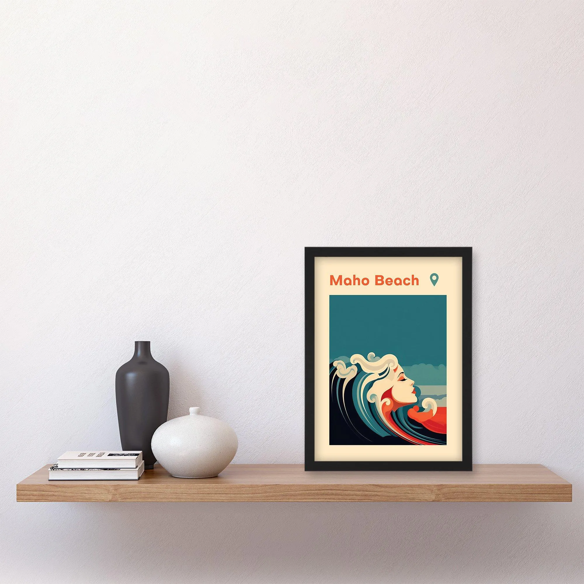 Wall Art & Pictures | Wall Art Print The Seaside Calls Maho Beach Sint Maarten Modern Woman of the Waves Sea Siren Ocean Art