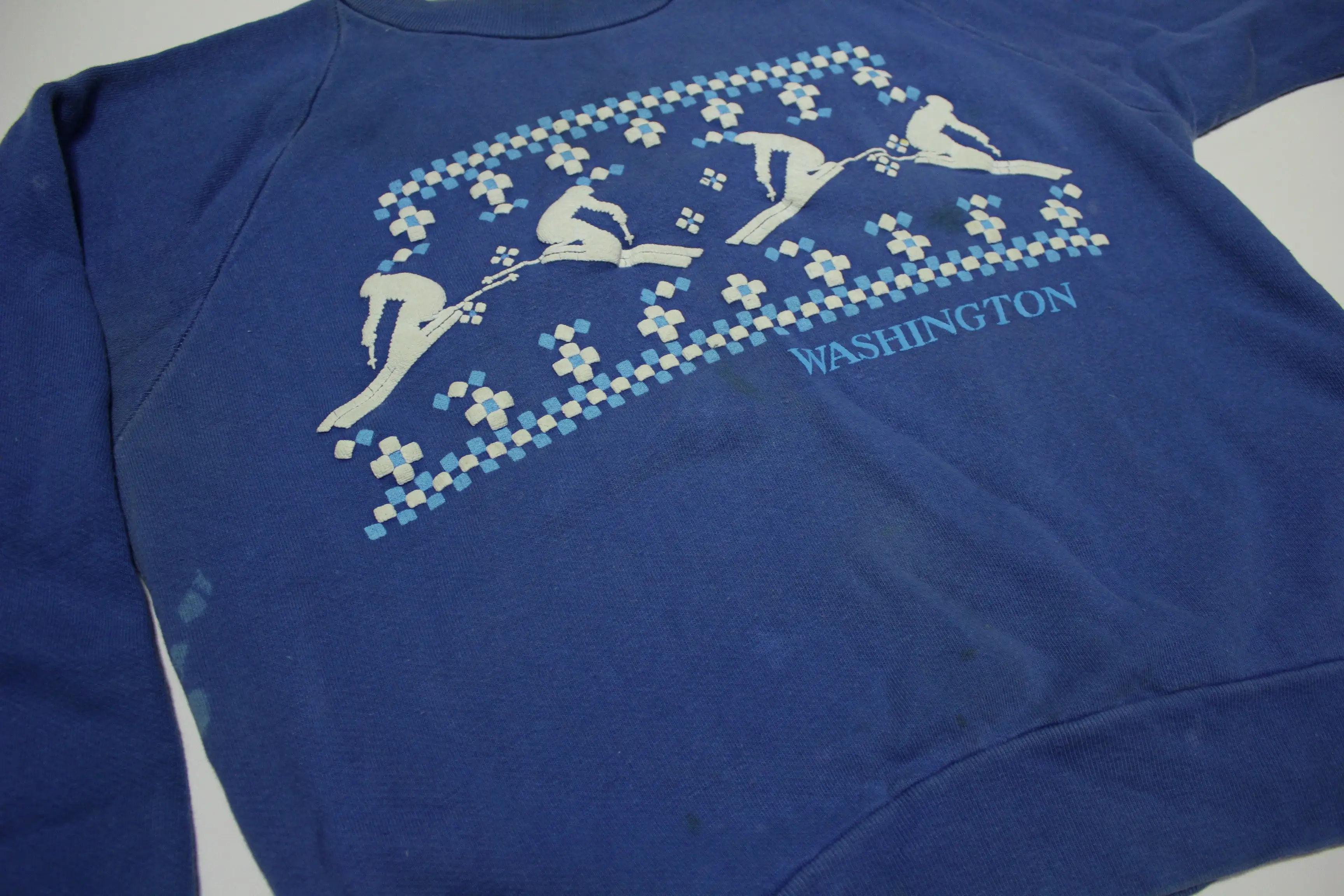 Washington Snow Ski Poly Prints Vintage 80's Crewneck Tourist Sweatshirt