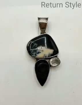 White Black Dendrite ss Pendant