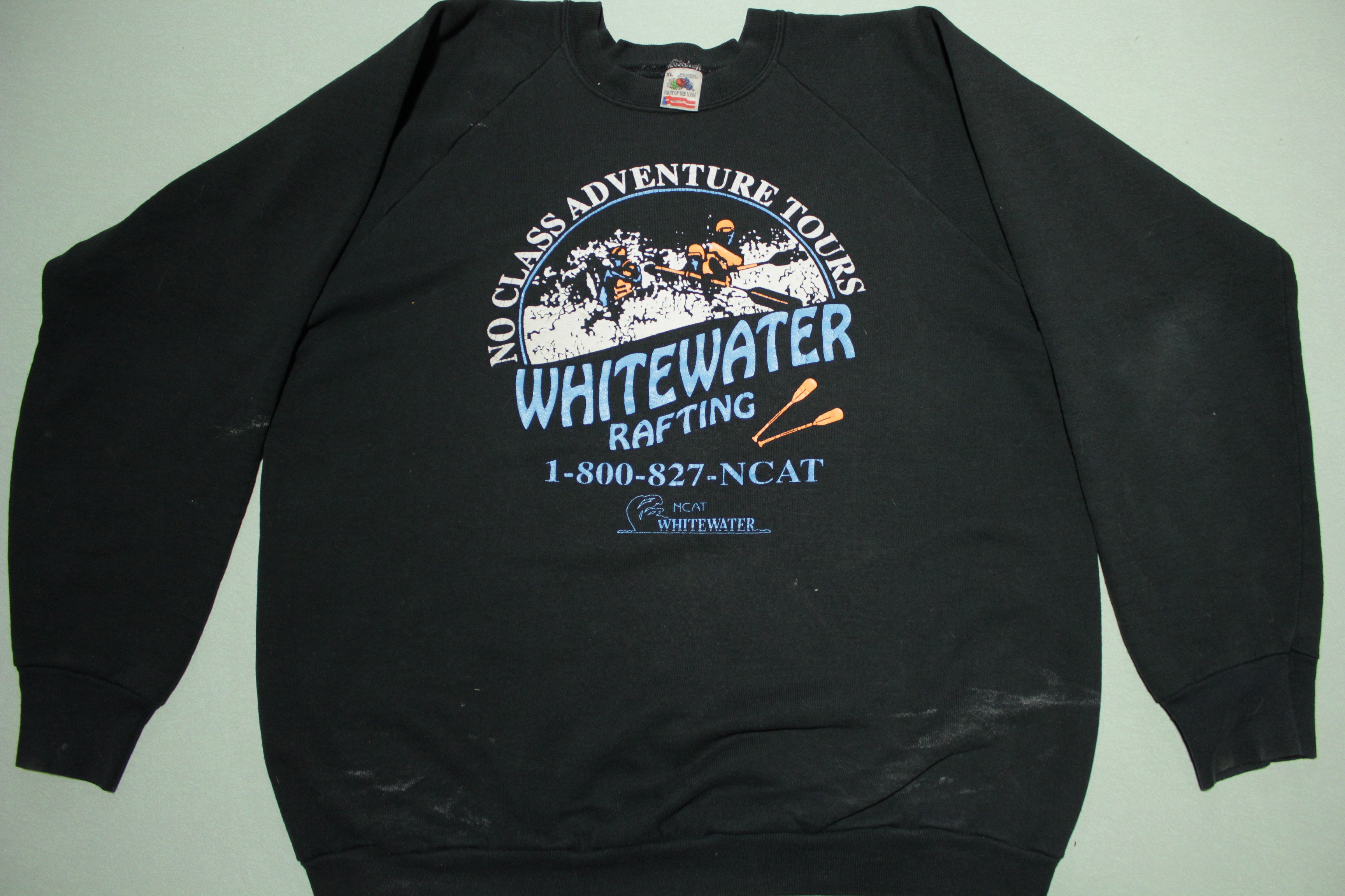 Whitewater Rafting No Class Adventure Tours 90's Black Crewneck Fruit Loom Sweatshirt