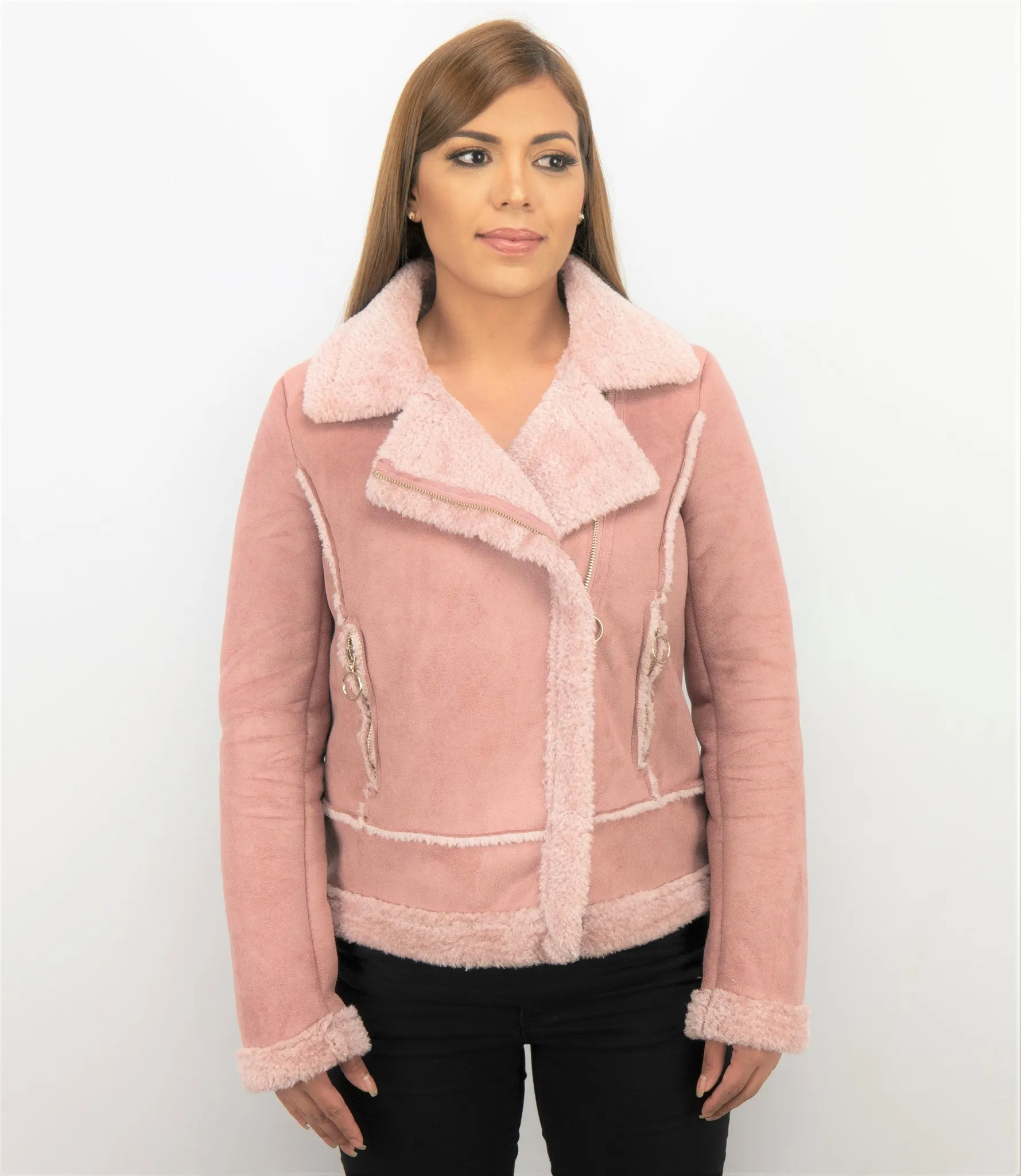 Women Lammy Coat Suede Pink |