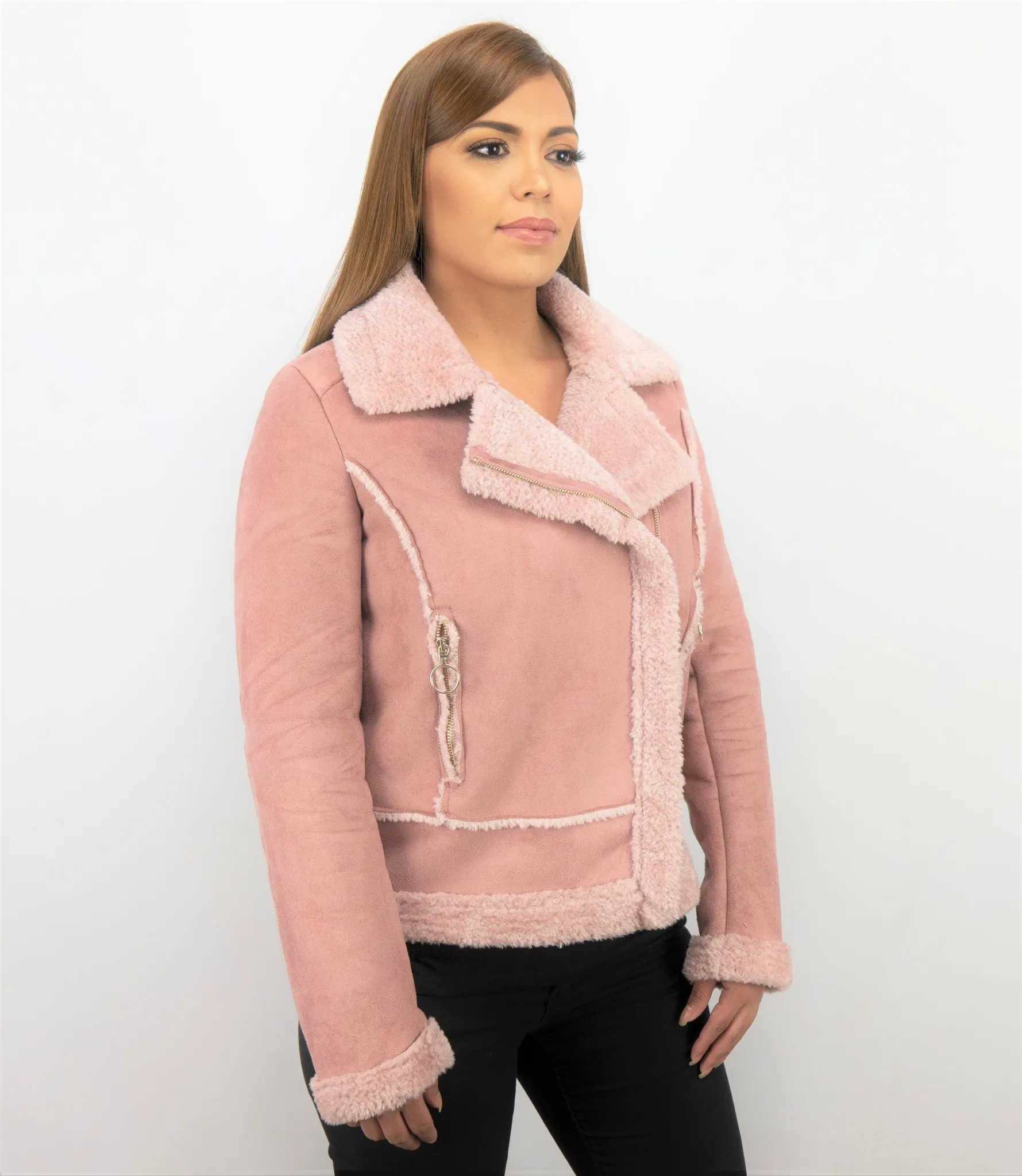 Women Lammy Coat Suede Pink |