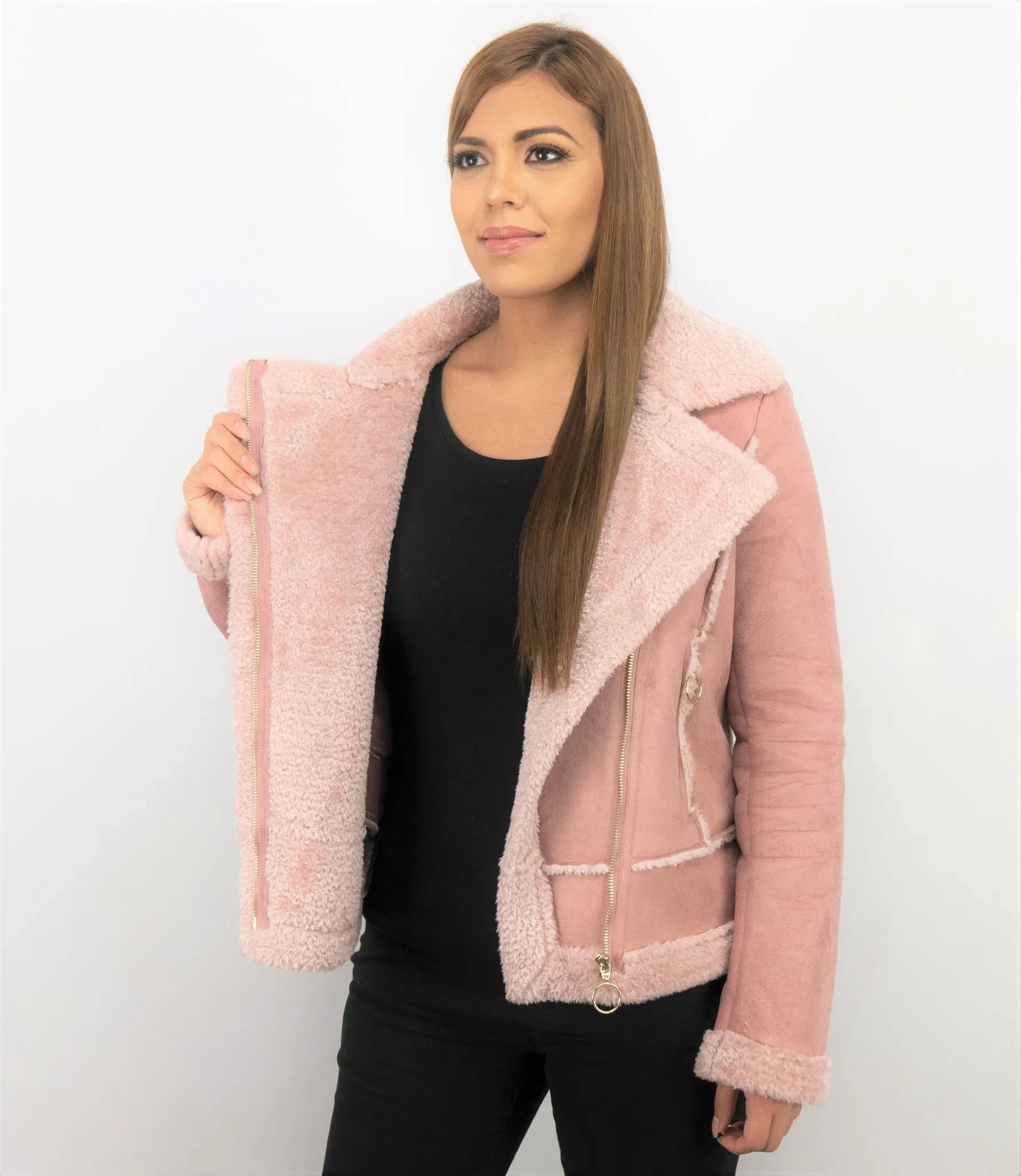 Women Lammy Coat Suede Pink |