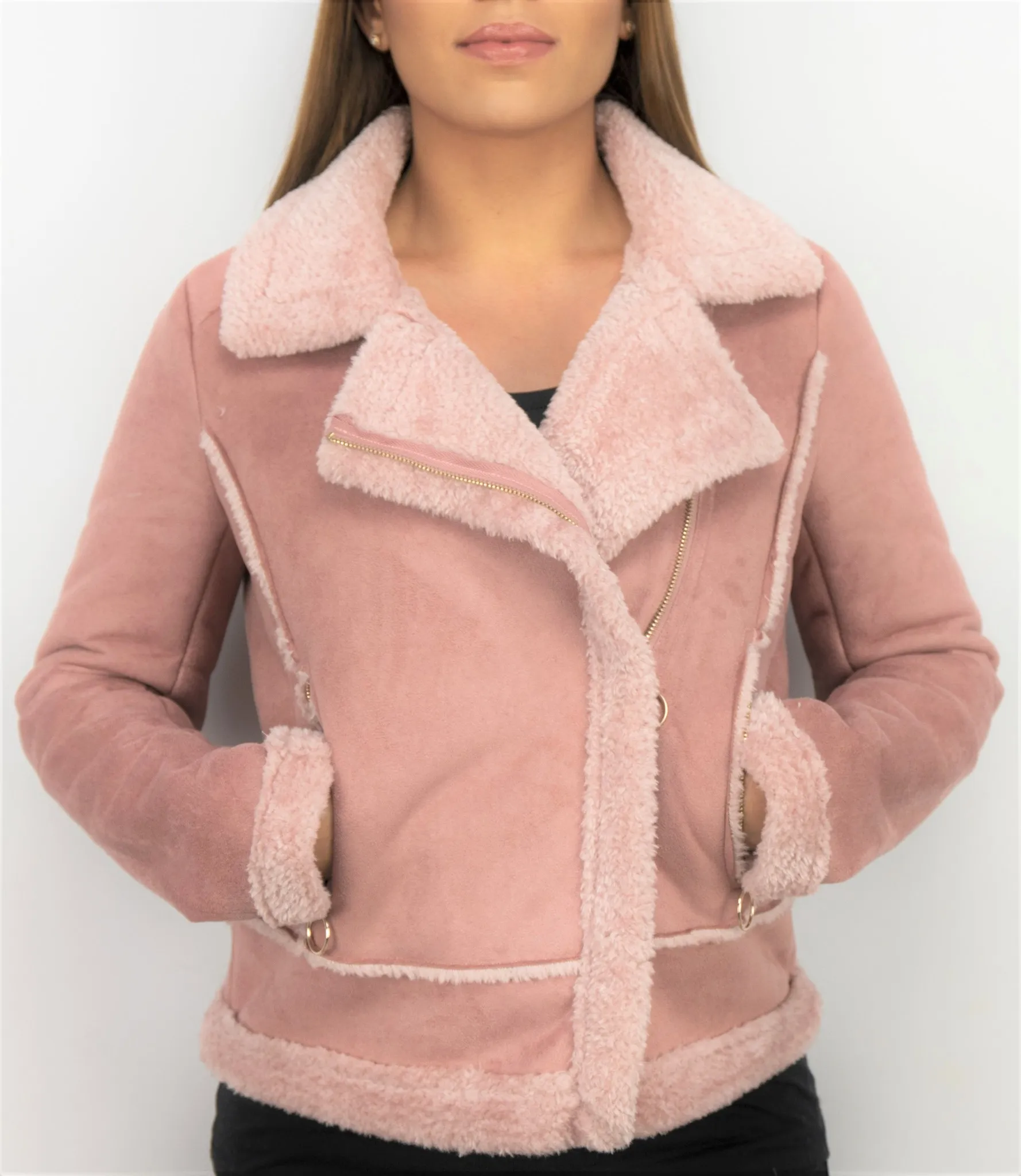 Women Lammy Coat Suede Pink |