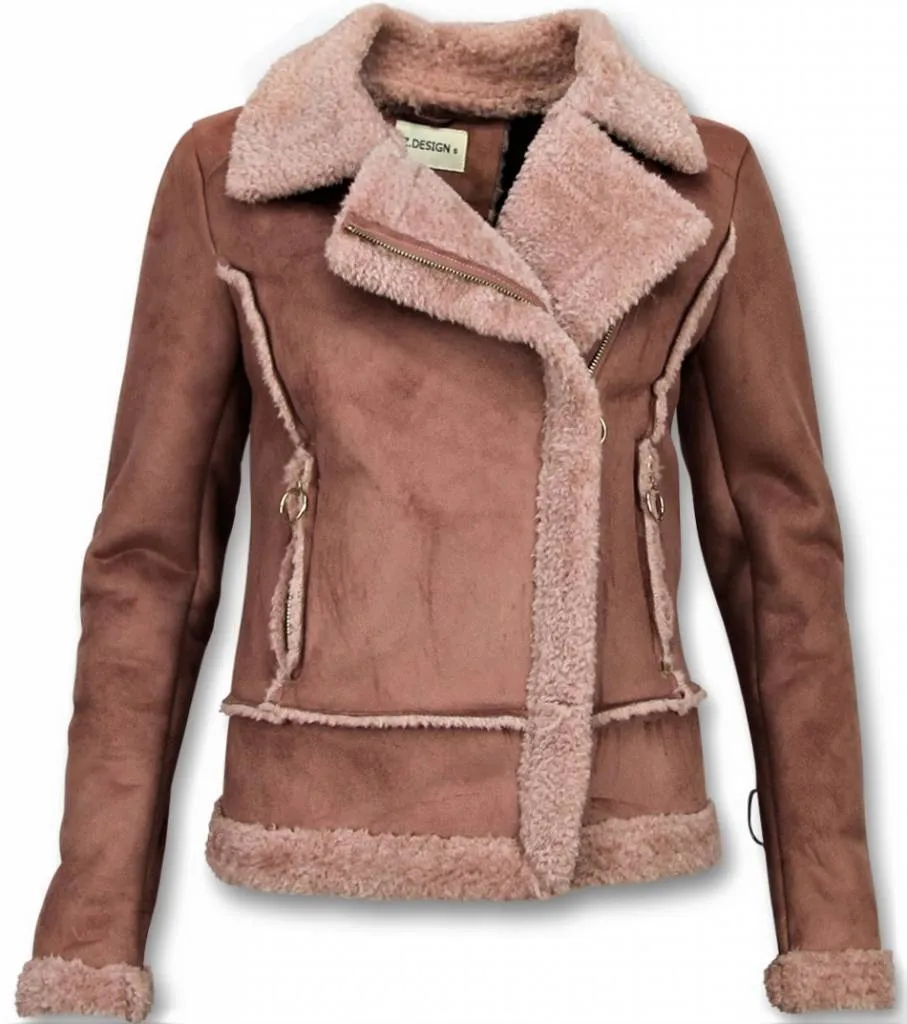 Women Lammy Coat Suede Pink |