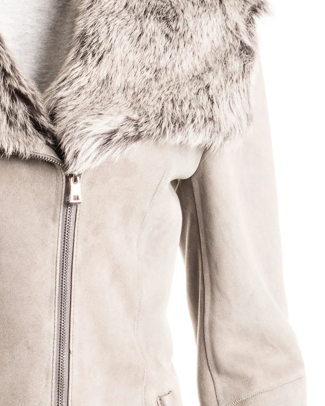 Women's Grey 3/4 Length Toscana Shearling Sheepskin Coat: Chiara