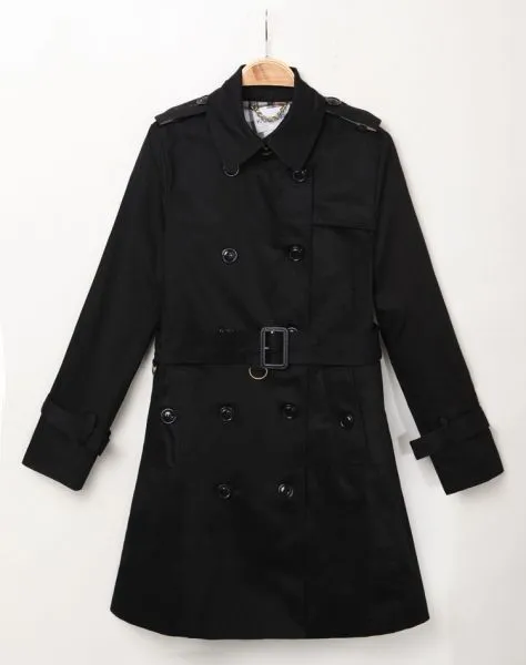 Women's Waterproof Trench Coat with Double Belt Buckle