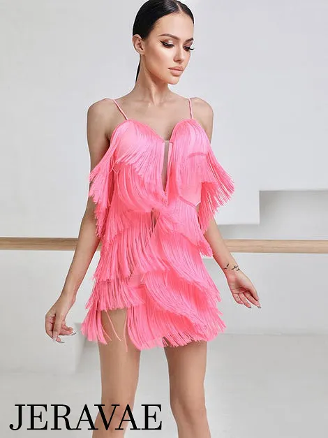 ZYM Dance Style Body Twist Fringe Dress #2118 with High-Waist Cutout and Layered Fringe Details Available in 3 Colors PRA 704 in